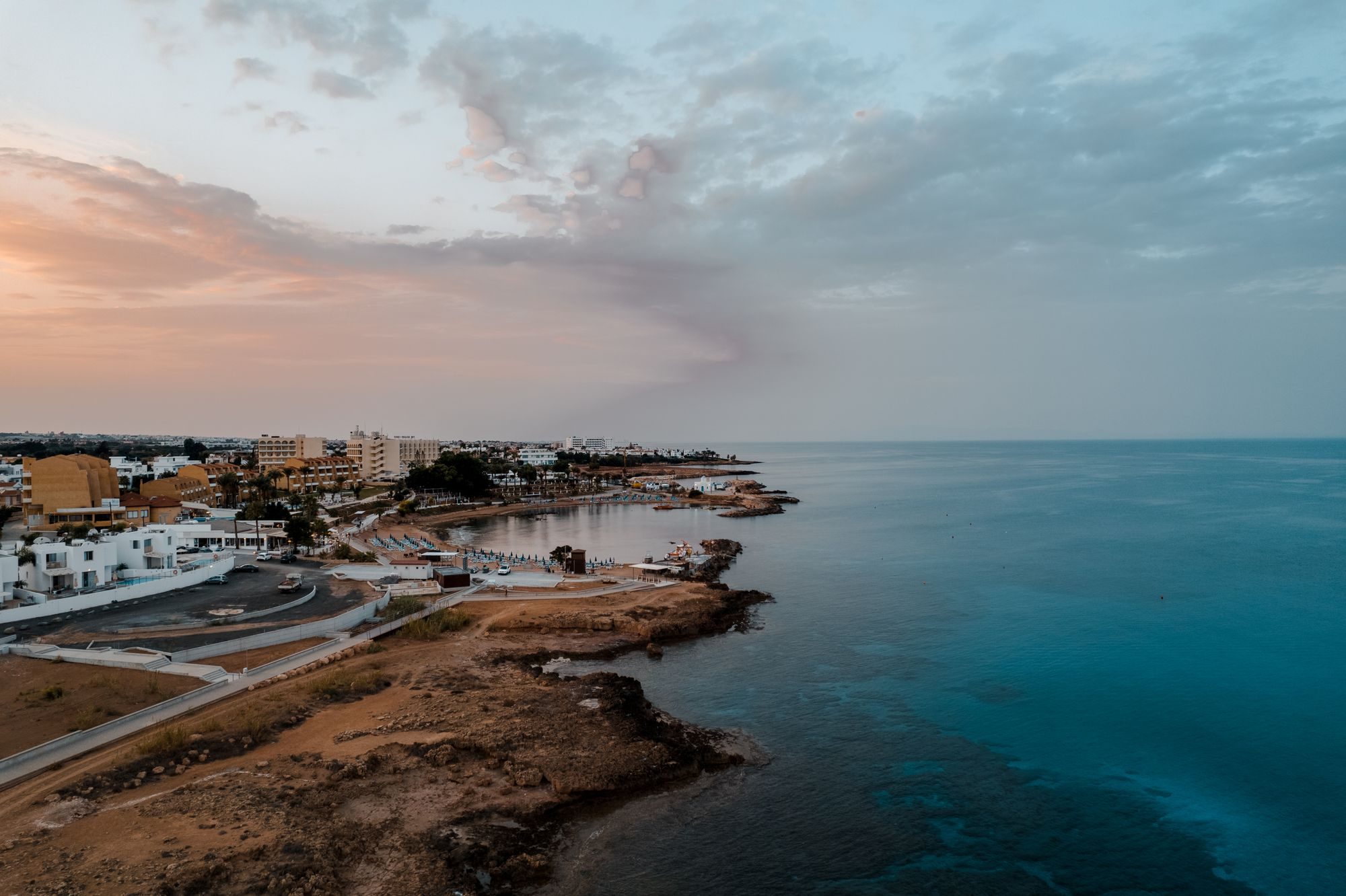 The Protaras coastline at dusk, Paralimni, Cyprus